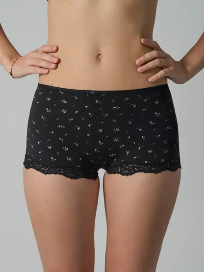 Yummy Collection Boyshorts (Black Floral)