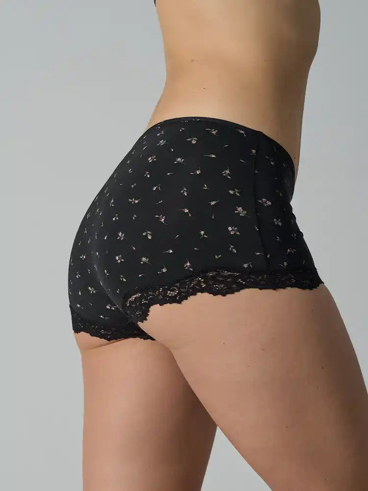 Yummy Collection Boyshorts (Black Floral)