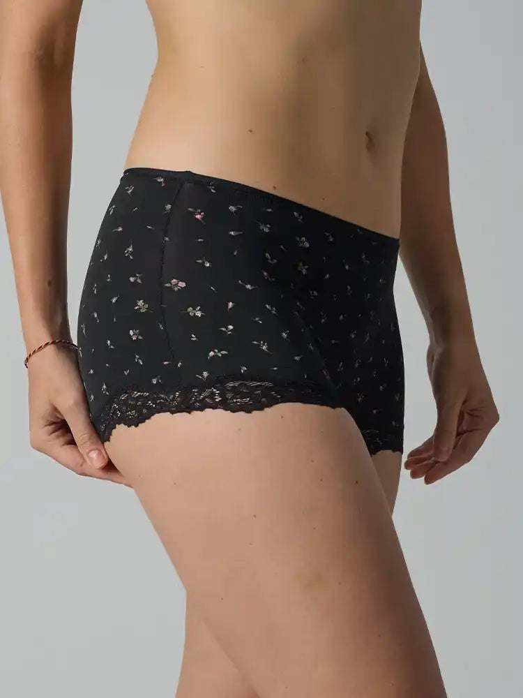 Yummy Collection Boyshorts (Black Floral)